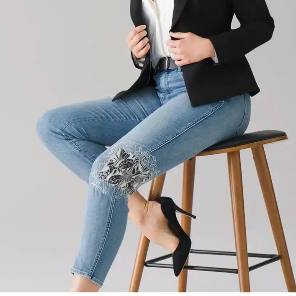 Whbm Hr Everyday Soft Medium Wash Patchwork Strai… - image 7